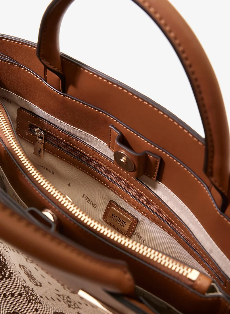 Guess Latte Logo Melinda Triple Compartment Satchel Bag for Women | Best Price UAE